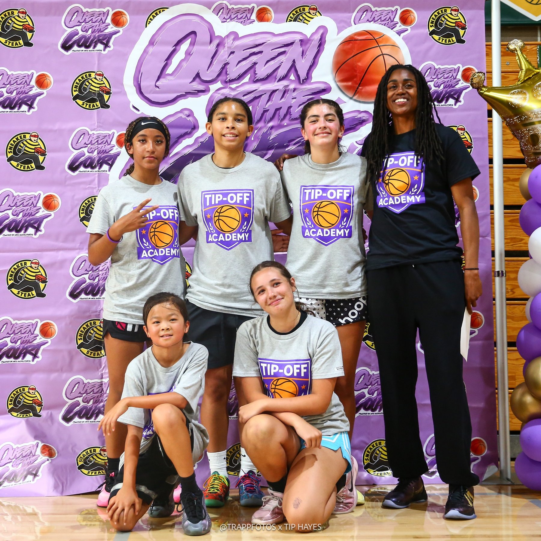 Tiffany Hayes with a group of Tip-Off Academy participants